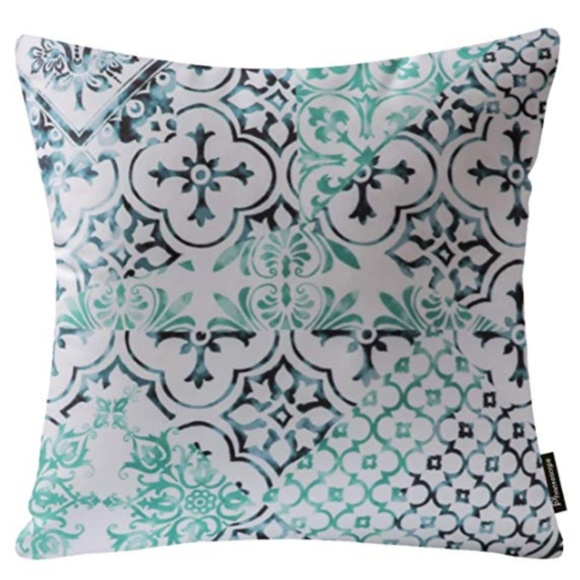 Four Decorative Throw Pillow Cushion Cover, Cyan - Picture 10 of 16